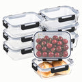 8 Pack 36oz Large Glass Meal Prep Containers with lids, Glass Food Storage Containers with Leak Proof Snap Lock Lids , Airtight Bento lunch Boxes, Kitchen Storage, Oven, Freezer and Dishwasher Safe