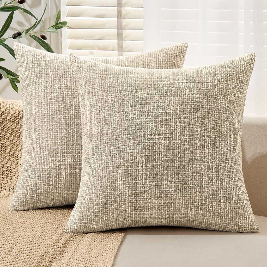 MIULEE Burlap Linen Spring Throw Pillow Covers 18x18 Inch Set of 2 Coastal Light Blue Farmhouse Decorative Pillows Modern Soft Accent Cushion Covers for Couch Sofa Bedroom Livingroom Home Decor