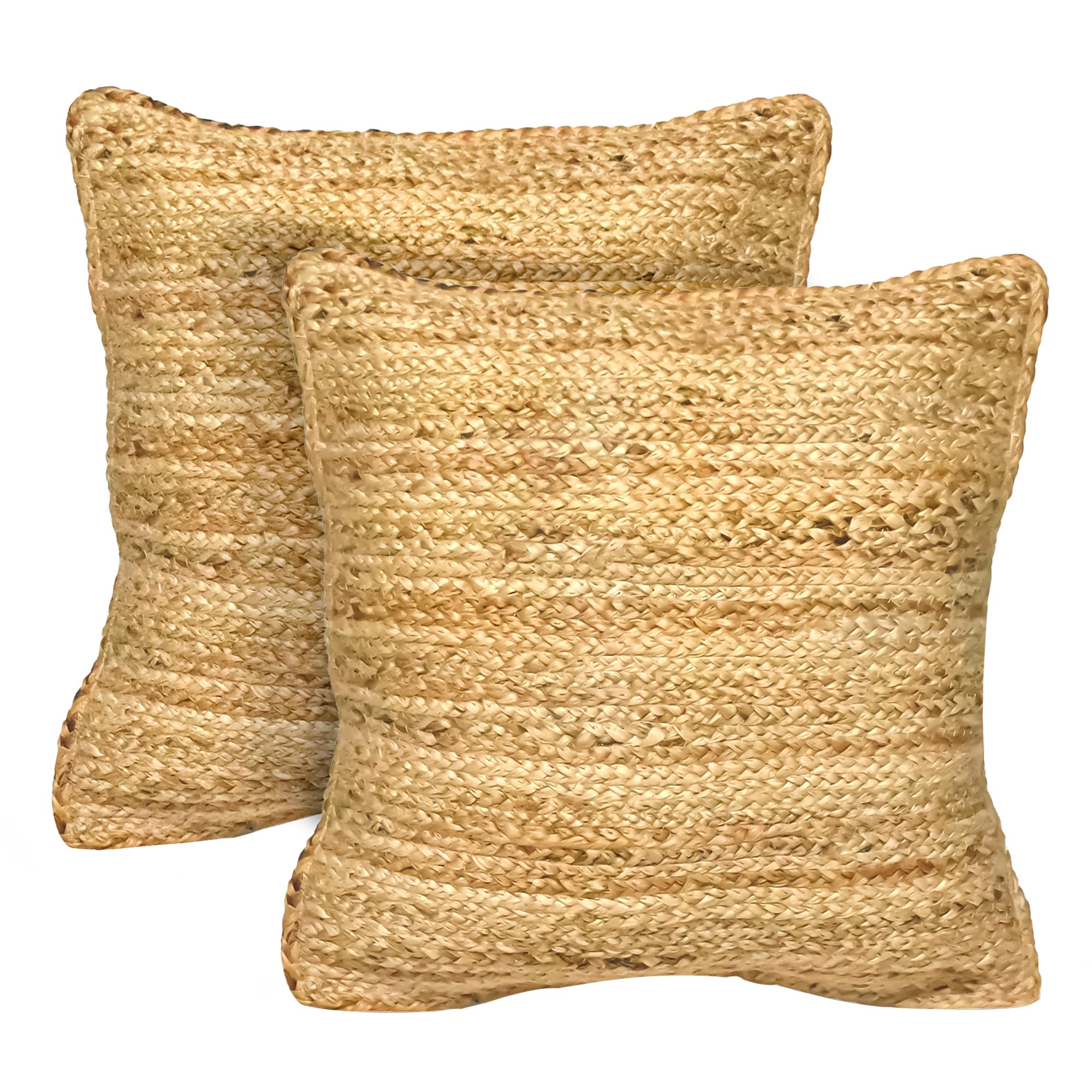 The Fine Living Co. Jute Pillow Covers 18x18, Braided Jute Throw Pillows, Indoor Outdoor Boho & Farmhouse Decor, Natural Decorative Cushion Covers for Couch, Living Room & Patio, 1Pc
