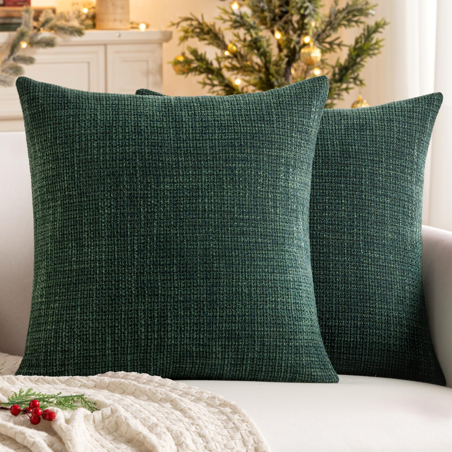 MIULEE Burlap Linen Spring Throw Pillow Covers 18x18 Inch Set of 2 Coastal Light Blue Farmhouse Decorative Pillows Modern Soft Accent Cushion Covers for Couch Sofa Bedroom Livingroom Home Decor