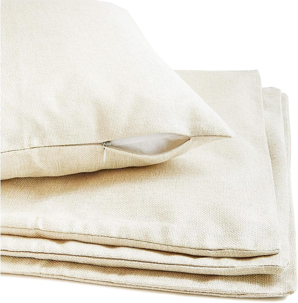 Juvale Canvas Covers for Throw Pillows - 17 x 17 in, Cream, Pack of 4, Cotton - Hidden Zipper & Customizable Cases for Couch Pillows & Embroidery Blanks