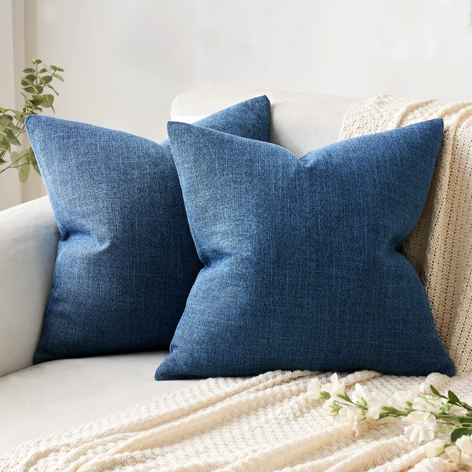 MIULEE Pack of 2 Decorative Linen Burlap Textured Pillow Covers Farmhouse Boho Accent Pillowcases Spring Home Decor for Couch Sofa Bedroom Living Room 18x18 Inch Yellow