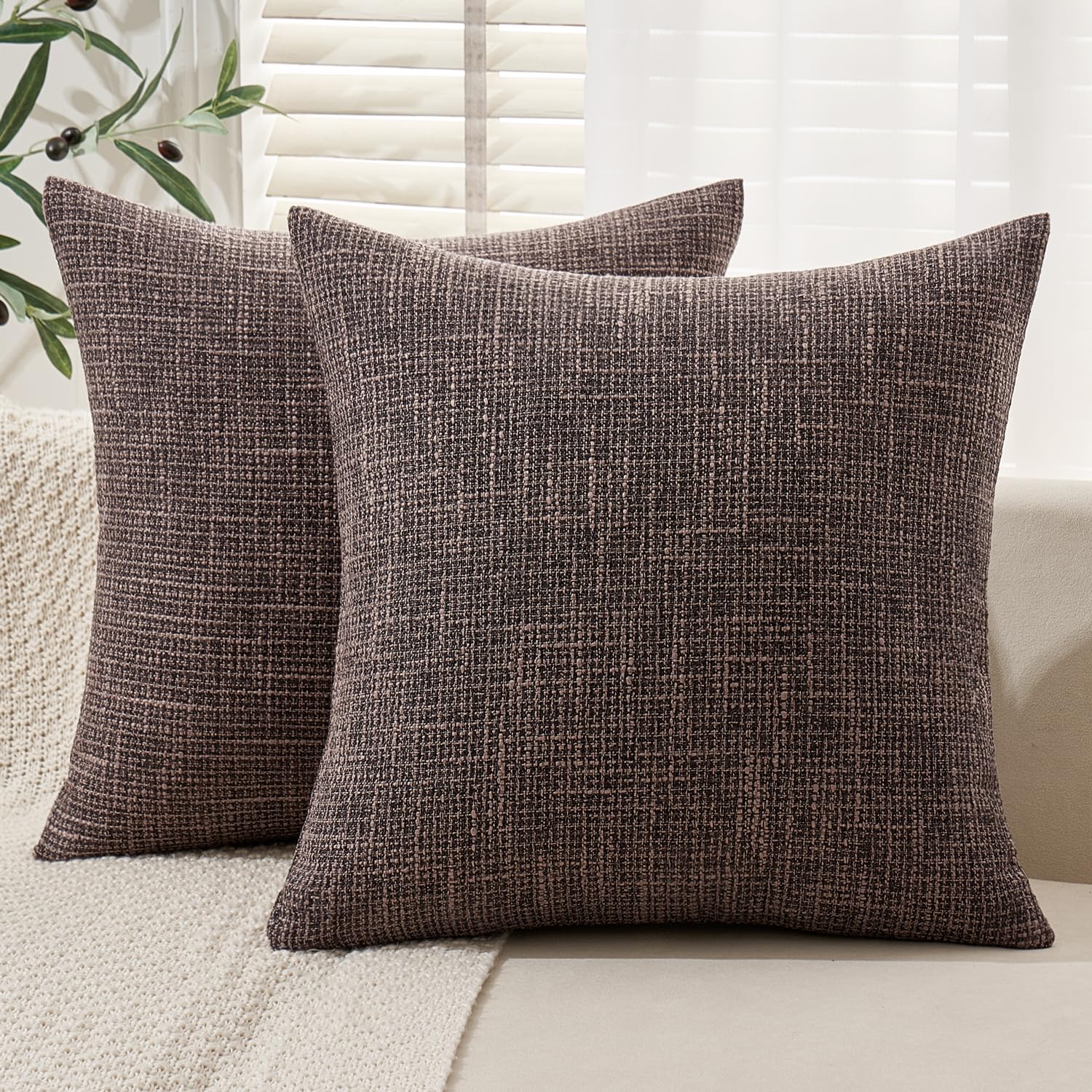 MIULEE Burlap Linen Spring Throw Pillow Covers 18x18 Inch Set of 2 Coastal Light Blue Farmhouse Decorative Pillows Modern Soft Accent Cushion Covers for Couch Sofa Bedroom Livingroom Home Decor