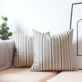 Tan Pillow Covers Farmhouse Linen Throw Pillow Covers Striped Outdoor Decorative Square Throw Pillows for Couch Sofa Bed 18x18 in Pack of 2 Cream and Beige