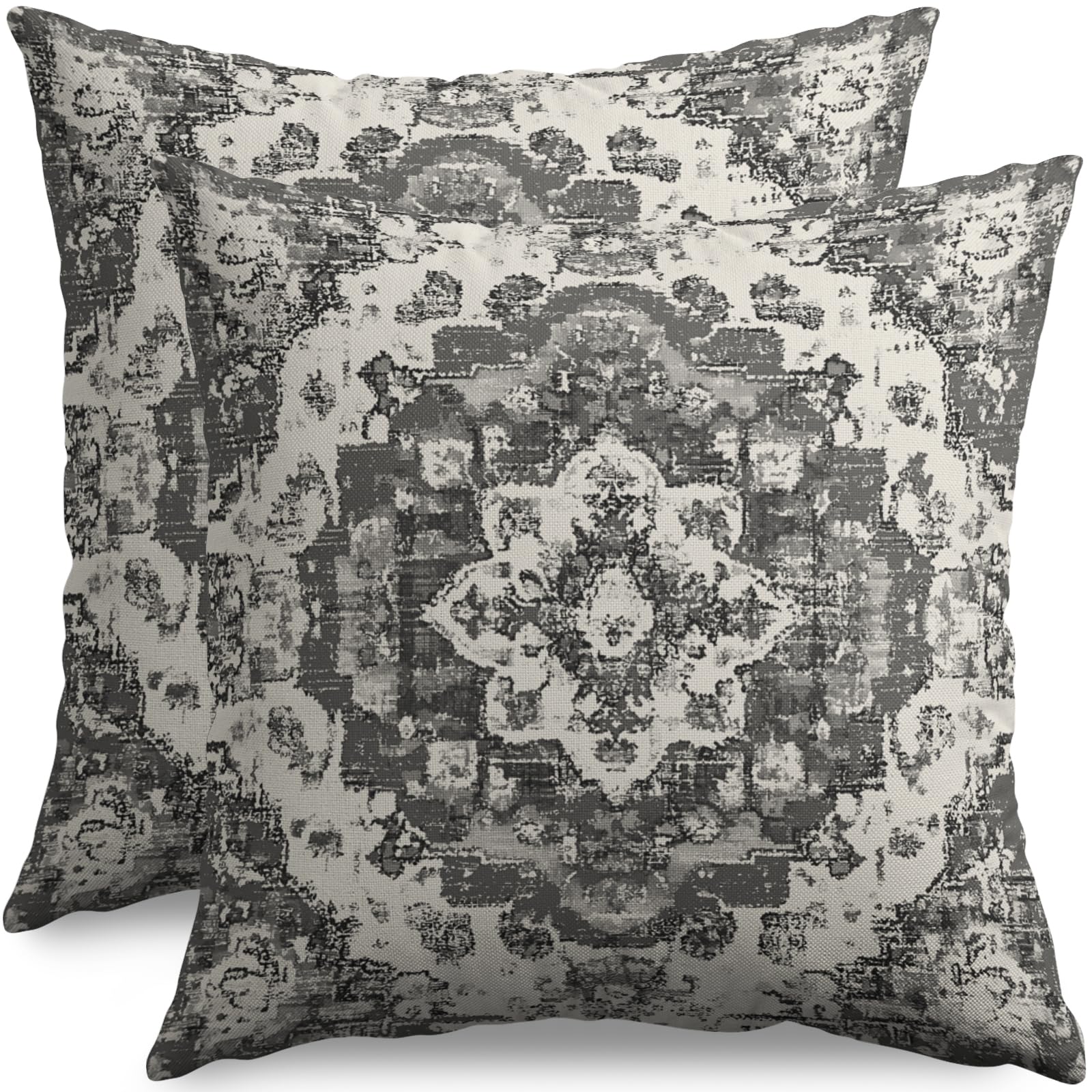 Vintage Floral Pillow Covers 20x20 Set of 2 Modern Botanical Print Blue Burnt Orange Flower Pattern Decorative Throw Pillow Cases Outdoor Farmhouse Decoration for Sofa Couch Bed