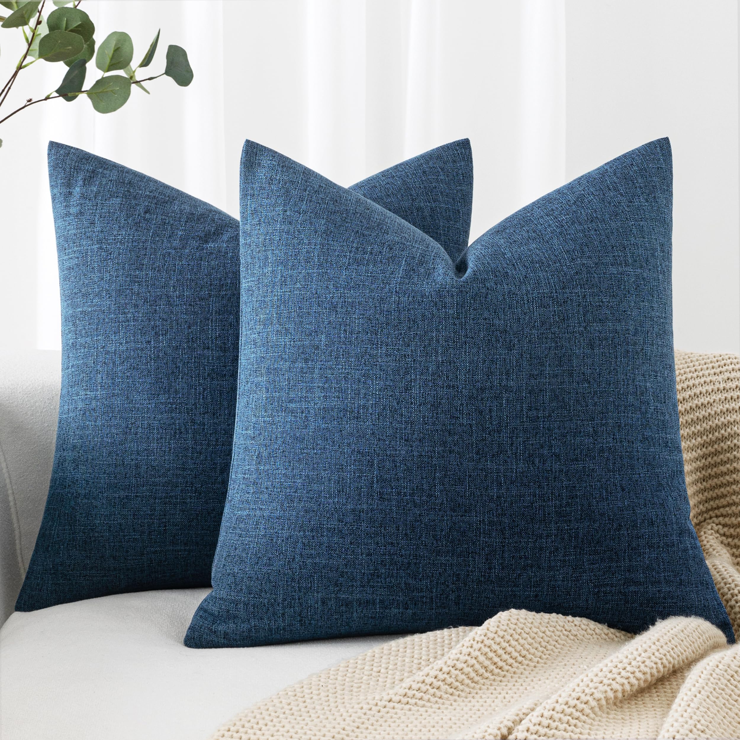 MIULEE Pack of 2 Decorative Linen Burlap Textured Pillow Covers Farmhouse Boho Accent Pillowcases Spring Home Decor for Couch Sofa Bedroom Living Room 18x18 Inch Yellow