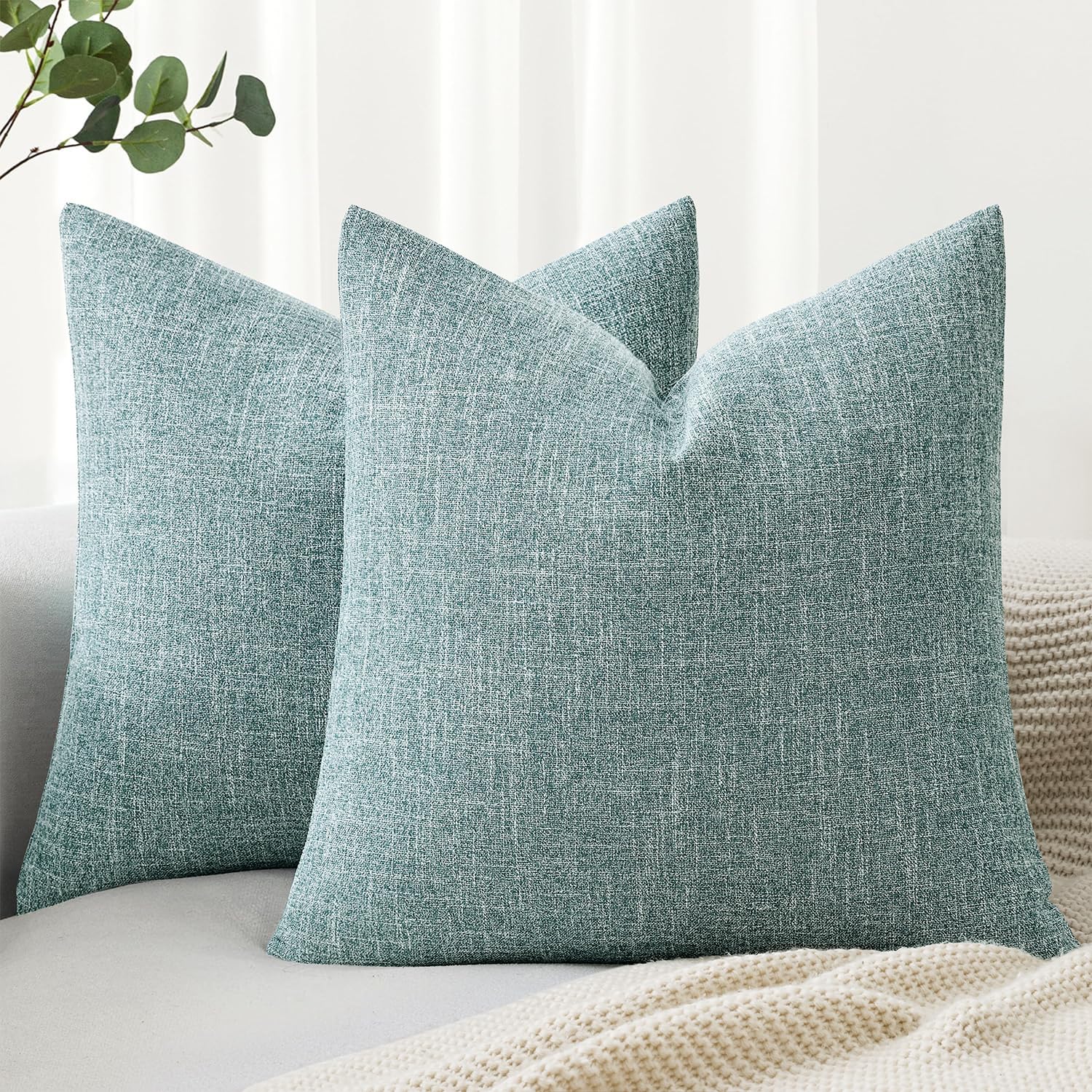 MIULEE Pack of 2 Decorative Linen Burlap Textured Pillow Covers Farmhouse Boho Accent Pillowcases Spring Home Decor for Couch Sofa Bedroom Living Room 18x18 Inch Yellow