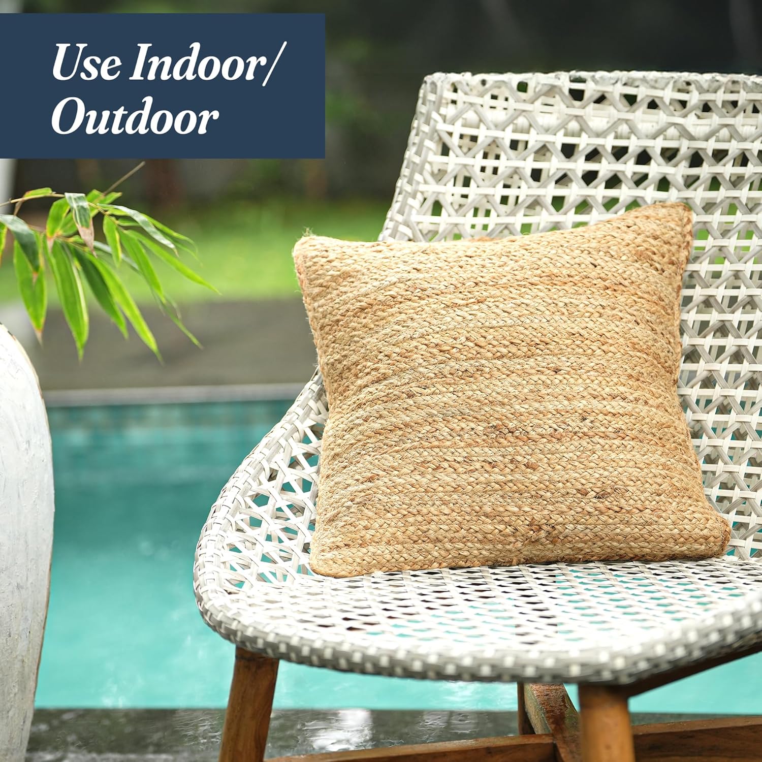 The Fine Living Co. Jute Pillow Covers 18x18, Braided Jute Throw Pillows, Indoor Outdoor Boho & Farmhouse Decor, Natural Decorative Cushion Covers for Couch, Living Room & Patio, 1Pc