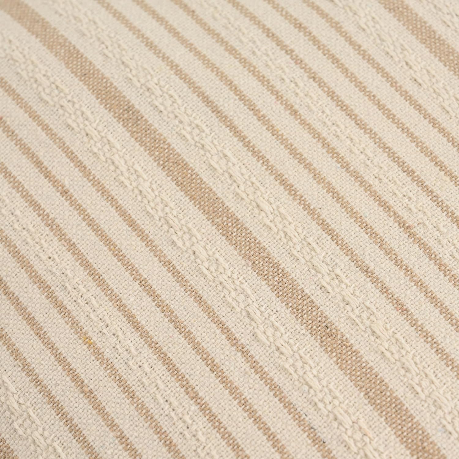 Tan Pillow Covers Farmhouse Linen Throw Pillow Covers Striped Outdoor Decorative Square Throw Pillows for Couch Sofa Bed 18x18 in Pack of 2 Cream and Beige