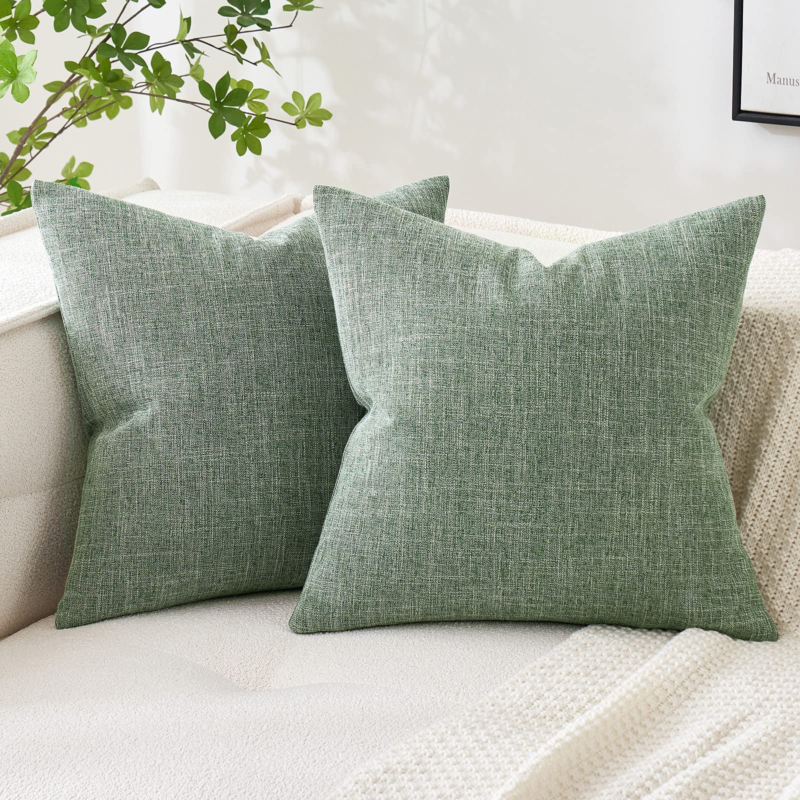 MIULEE Pack of 2 Decorative Linen Burlap Textured Pillow Covers Farmhouse Boho Accent Pillowcases Spring Home Decor for Couch Sofa Bedroom Living Room 18x18 Inch Yellow