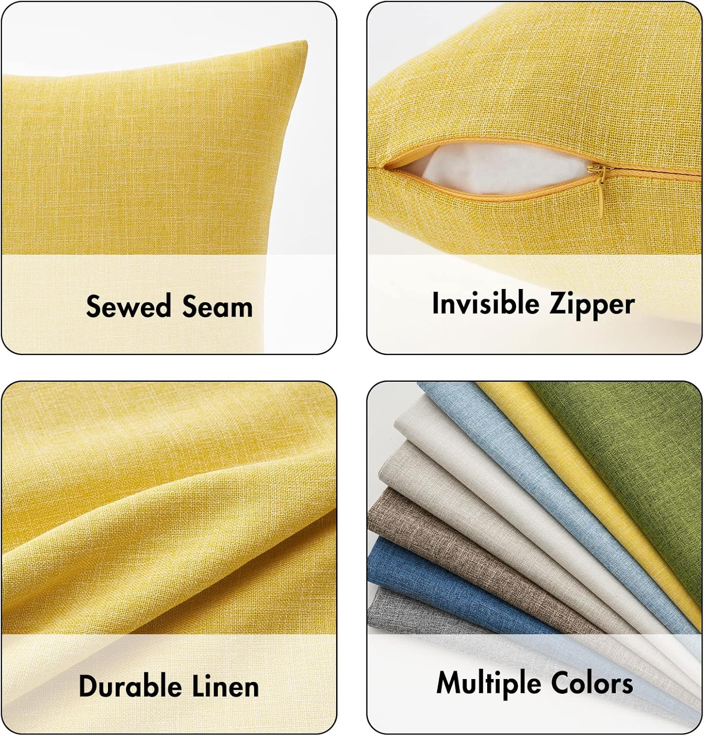 MIULEE Pack of 2 Decorative Linen Burlap Textured Pillow Covers Farmhouse Boho Accent Pillowcases Spring Home Decor for Couch Sofa Bedroom Living Room 18x18 Inch Yellow