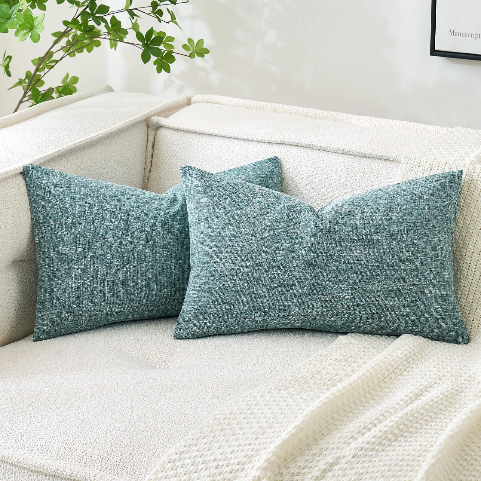 MIULEE Pack of 2 Decorative Linen Burlap Textured Pillow Covers Farmhouse Boho Accent Pillowcases Spring Home Decor for Couch Sofa Bedroom Living Room 18x18 Inch Yellow