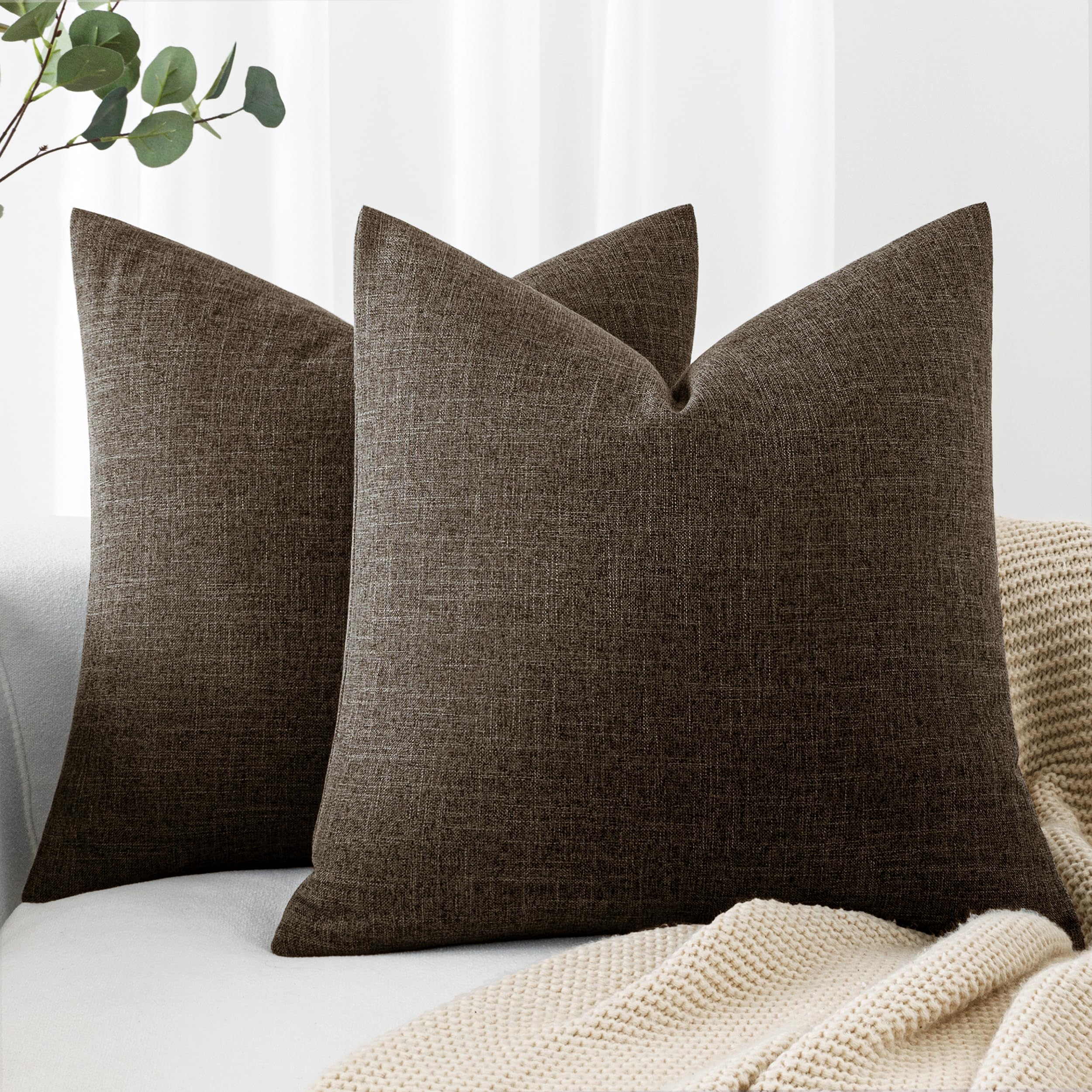 MIULEE Pack of 2 Decorative Linen Burlap Textured Pillow Covers Farmhouse Boho Accent Pillowcases Spring Home Decor for Couch Sofa Bedroom Living Room 18x18 Inch Yellow