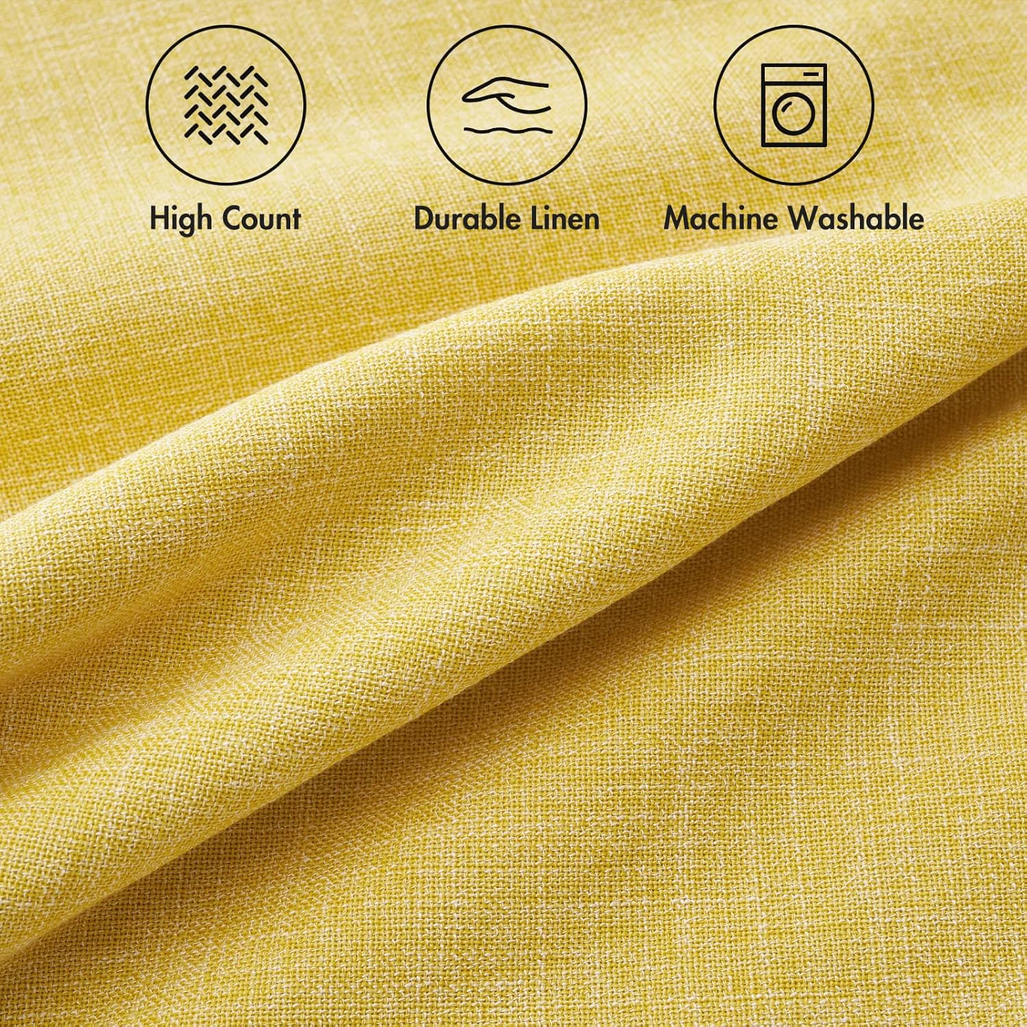 MIULEE Pack of 2 Decorative Linen Burlap Textured Pillow Covers Farmhouse Boho Accent Pillowcases Spring Home Decor for Couch Sofa Bedroom Living Room 18x18 Inch Yellow