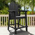 LUE BONA Tall Adirondack Chair Set of 2, All Weather HDPS Bar Height Chairs with Aluminum Legs, Detachable Table & Umbrella Hole for Patio, Deck, Backyard & Commercial Use Aruba Blue