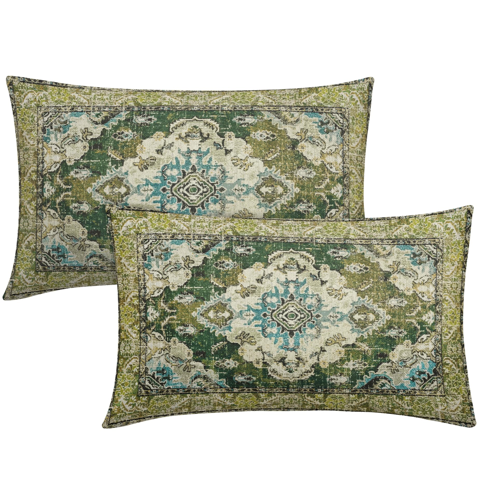 Vintage Floral Pillow Covers 20x20 Set of 2 Modern Botanical Print Blue Burnt Orange Flower Pattern Decorative Throw Pillow Cases Outdoor Farmhouse Decoration for Sofa Couch Bed