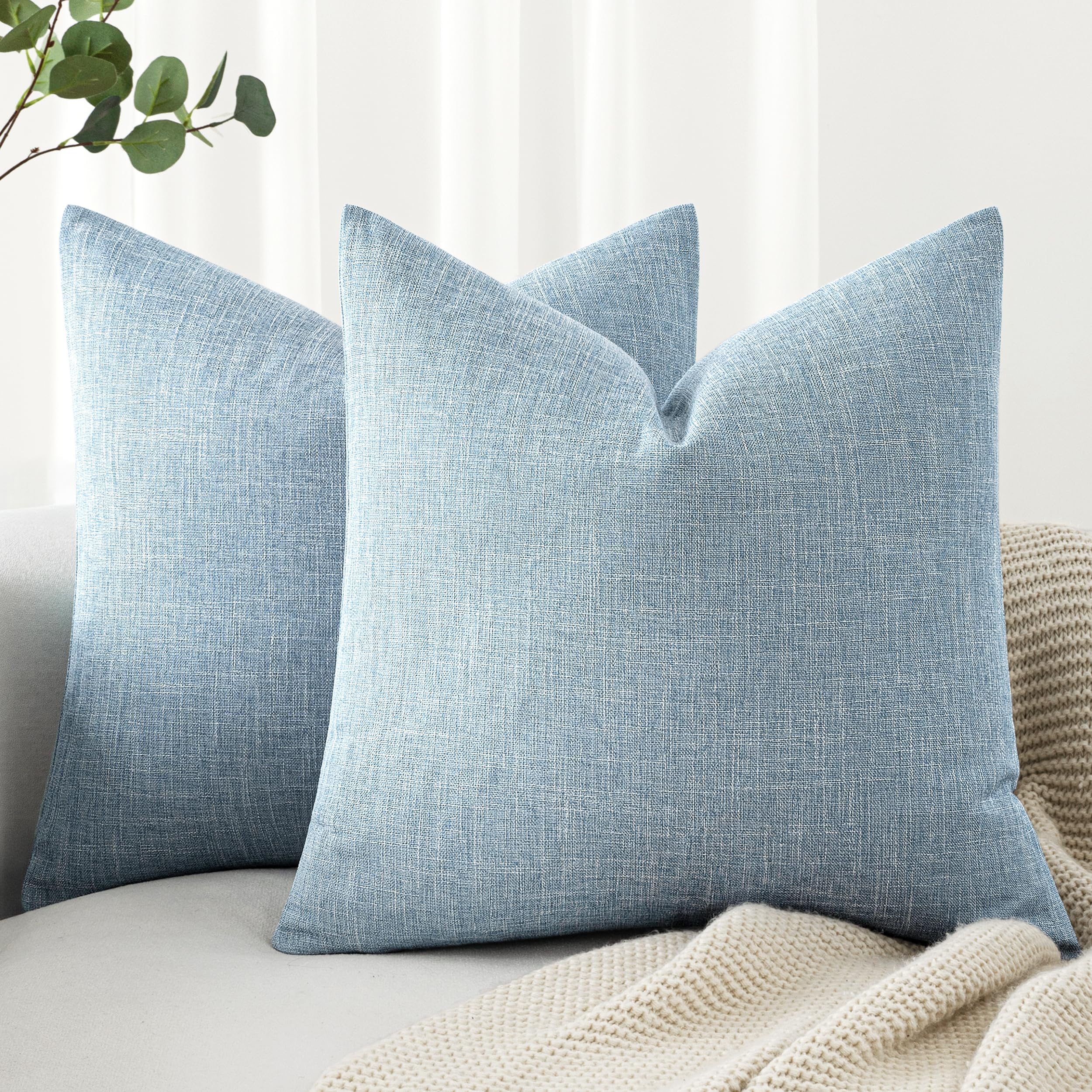 MIULEE Pack of 2 Decorative Linen Burlap Textured Pillow Covers Farmhouse Boho Accent Pillowcases Spring Home Decor for Couch Sofa Bedroom Living Room 18x18 Inch Yellow